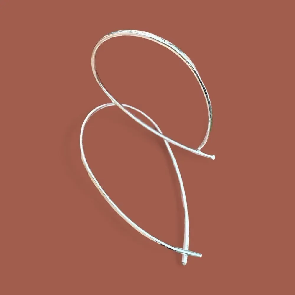 STERLING SILVER HAMMERED HOOP EARRINGS – WOMEN’S TEARDROP DESIGN